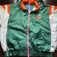 Vintage 90s Starter University Of Miami Hurricanes Zip Windbreaker Jacket Mens L
